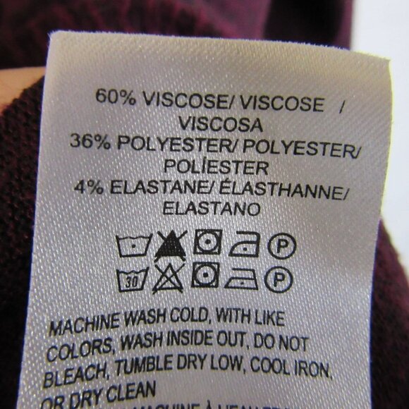 Lucky Brand Purple Maroon V-Neck Textured Long Sleeve Shirt Women's XL - Picture 5 of 6